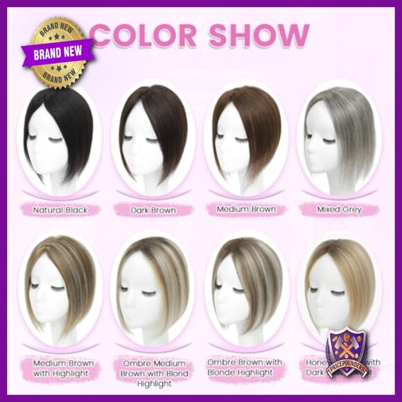 10 Inch Human Hair Topper Swiss Base Handmade Hairpiece for Thinning Hair main image 4